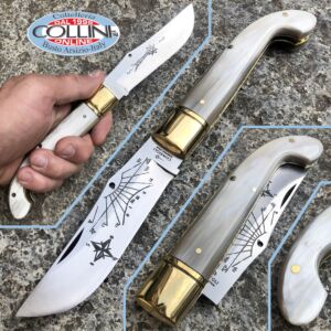 Conaz Consigli Scarperia - Couteau Zuava avec cadran solaire en corne de bœuf - 50080 - couteau