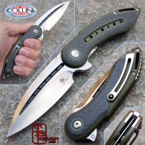 Begg Knives - Mini Glimpse Companion OD Green Carbon Fiber Inlays - Steelcraft - Couteau