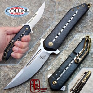 Begg Knives - Kwaiken Frame Lock Carbon Fiber Inlays Gold Anodization - Steelcraft - Couteau
