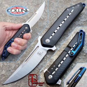 Begg Knives - Kwaiken Frame Lock Carbon Fiber Inlays Blue Anodization - Steelcraft - Couteau