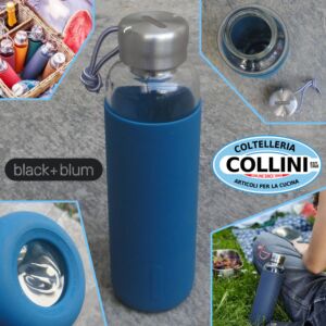Black Blum - Bouteille d'eau en verre avec revêtement antidérapant en silicone 600ml