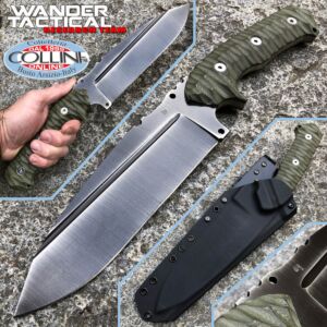 Wander Tactical - Smilodon Iron Washed and Green Micarta - couteau artisanal