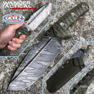 Wander Tactical - Uro - Couteau Ice Brush Tiger et Green Micarta - couteau artisanal