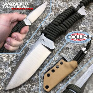 Wander Tactical - Couteau Raptor - SanMai V-Toku2 & Green Paracord - Kydex Brown - Couteau personnalisé