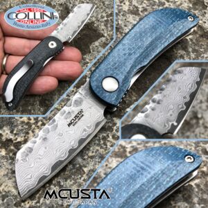 Mcusta - Couteau Petit Damas - Acier VG10 - Bleu Micarta et Noir - MC-0212D - couteau