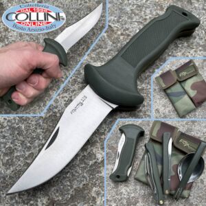 Fox - Couteau outdoor Forest 576 en caoutchouc vert - 9cm - étui et kit de camping - couteau