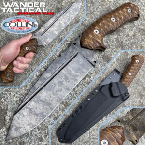 Wander Tactical - couteau Smilodon - Marbre et Micarta brun - couteau artisanal