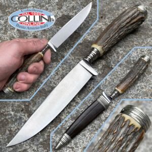 Hubertus Solingen - Couteaux de pique-nique bavarois - 11 cm - véritable corne de cerf - couteau vintage