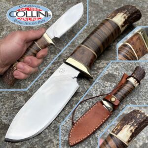 E.G. Custom - Sur mesure - Couteau de chasse - manche en corne et bruyère - entièrement fait main