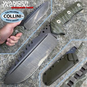 Wander Tactical - Uro Saw - Raw and Green Micarta - couteau fait main