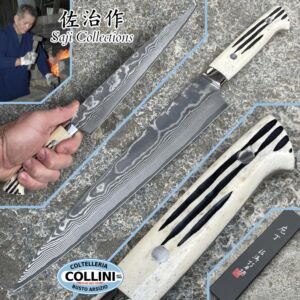Takeshi Saji - Couteau Sujihiki 240mm en corne de cerf - VG-10 32 couches - couteau de cuisine à viande