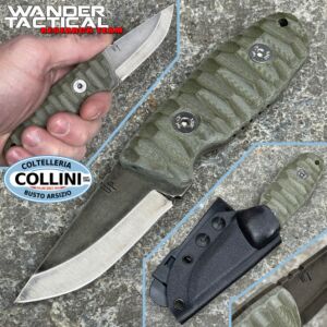 Wander Tactical - Menoceras - Acier D2 - Iron Wash & Green Micarta - couteau personnalisé