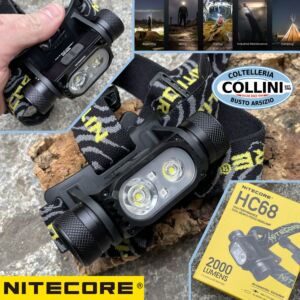 Nitecore - HC68 - Lampe frontale USB rechargeable a double faisceau - 2000 lumens et 202 metres - Torche a Led