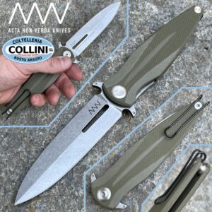 Acta Non Verba - Z400 - Sleipner stonewashed - Olive G-10 - couteau