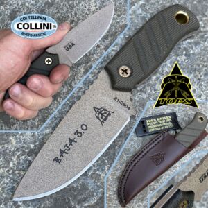 Tops - Baja 3.0 - Small Outdoor Knife - Green Canvas Micarta - Couteau