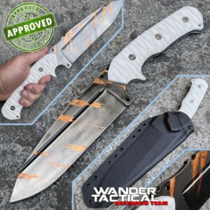 Wander Tactical - Smilodon - Copper Brush & White G-10 - COLLECTION PRIVEE - couteau artisanal