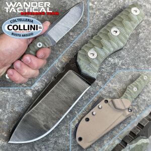 Wander Tactical - Couteau Scrambler DT - Raw Finish & Green Micarta - couteau artisanal