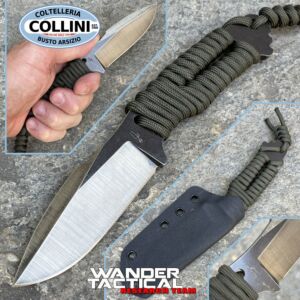 Wander Tactical - Couteau Raptor Raw Finish - Green Paracord - couteau artisanal