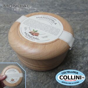 Mondial - Crème à raser aux amandes avec bol en bois 150 ml - Made in Italy 