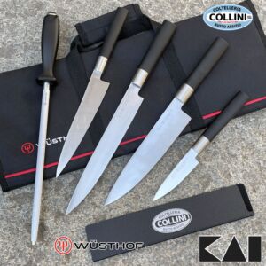 Coltelleria Collini - Set de 4 couteaux de cuisine professionnels série Kai Wasabi - aiguiseur et sac Wusthof