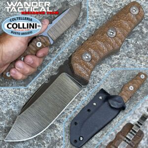 Wander Tactical - Couteau Scrambler Clip - Raw Finish & Brown Micarta - couteau artisanal
