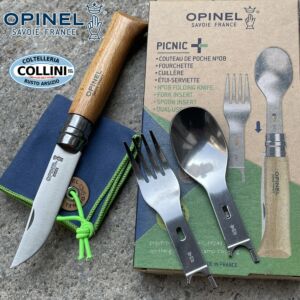 Opinel - Set complet pique-nique - couteau n°8 avec fourchette et cuillère - accessoire d'extérieur