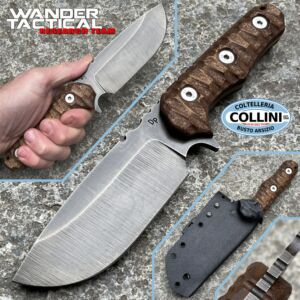 Wander Tactical - Couteau Lynx - Finition brute & Micarta marron - couteau personnalisé