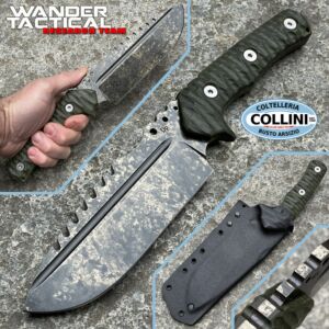 Wander Tactical - Couteau Uro Saw Marble - Micarta vert - couteau artisanal