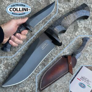 La Cantina - Little Jones PVD custom knife - Sleipner Steel - Bouleau noir et Fatcarbon - couteau artisanal
