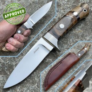 Livio Montagna - Couteau Hunter - M390 - Hêtre Stabilisé - COLLECTION PRIVÉE - couteau artisanal