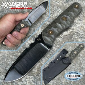 Wander Tactical - Scrambler Compound - Black Raw & Green Micarta - couteau d'artisan