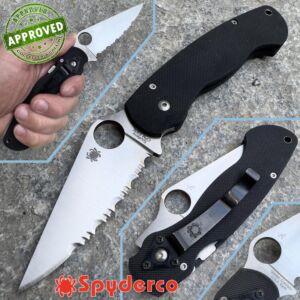 Spyderco - Couteau Paramilitaire - G10 Noir - Dentelé - C81GS - COLLECTION PRIVÉE - couteau