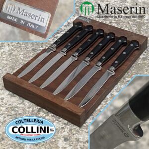 Maserin - Set de 6 couteaux de table forgés avec coffret en bois avec aimants 2095