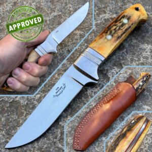 Livio Montagna - 2014 Couteau de chasse - RWL34 & Sambar Amber - COLLECTION PRIVEE - couteau artisanal