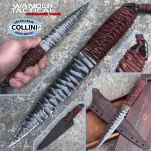 Wander Tactical - One of a Kind FC WT Knife - Primitive D2 & Leather - couteau artisanal