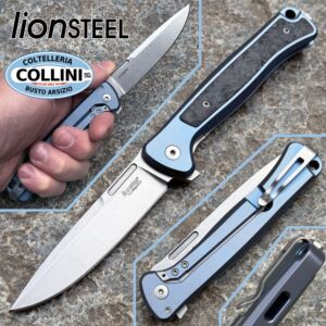 Lionsteel - Skinny Titanium - Bleu & Stonewashed MagnaCut - SK01 BL - couteau