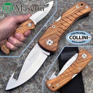 Maserin - Couteau de chasse avec manche olive et écorcheur - 763/OL - couteau
