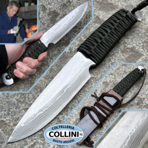 Takeshi Saji - Couteau Musashi 140 - Paracord vert - Couteau artisanal
