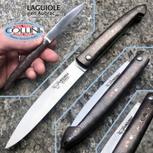 Laguiole En Aubrac - Capucin carbone et bronze - 8cm - couteau de collection