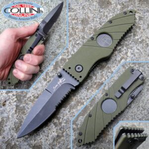 Hoffner - Olive Folding knife 3.5" Black  chiseled - couteau