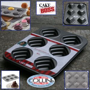 Cake Boss  - Teglia antiaderente  per mini torte con 6 stampi a forma quadrata 