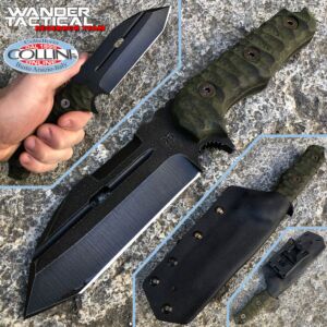 Wander Tactical - Hurricane Military Tool - Fini brut et Micarta vert - Couteau personnalisé