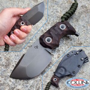 Wander Tactical - Tryceratops Hollow Grind - Antique Shadow & Dark Burgundy Micarta with alluminum Pin Tube - couteau