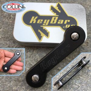 Key-Bar - anodisé noir - Porte-clés en aluminium avec des clips de titane - BLK-ANOAL2