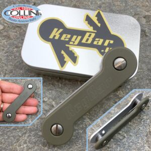 Key-Bar - OD vert G10 - Porte-clés en aluminium avec des clips de titane - G10-ODGRN