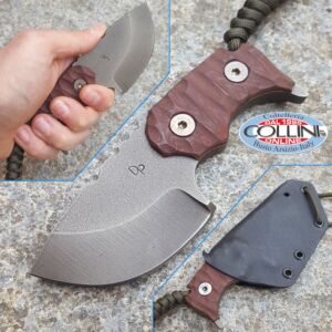 Wander Tactical - Tryceratops Neck - Raw Finish and Cherry Brown Micarta - couteau